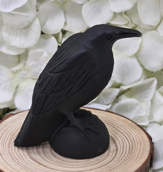 Obsidian Crow Carving