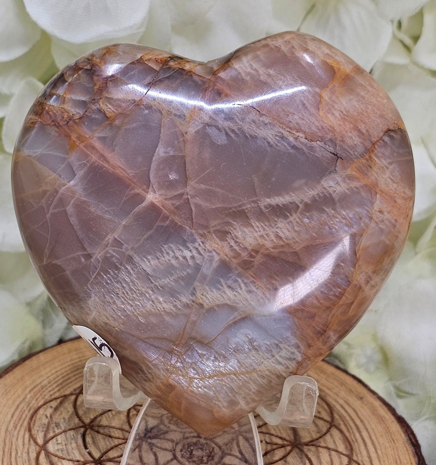 Peach Moonstone Heart