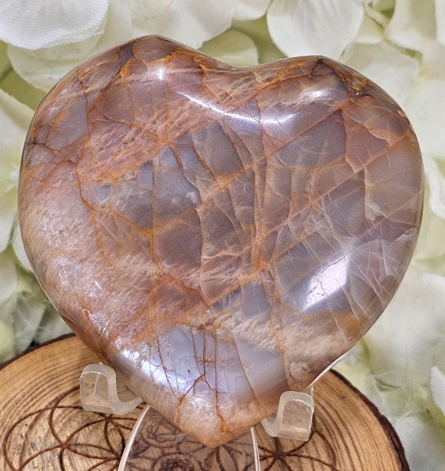 Peach Moonstone Heart