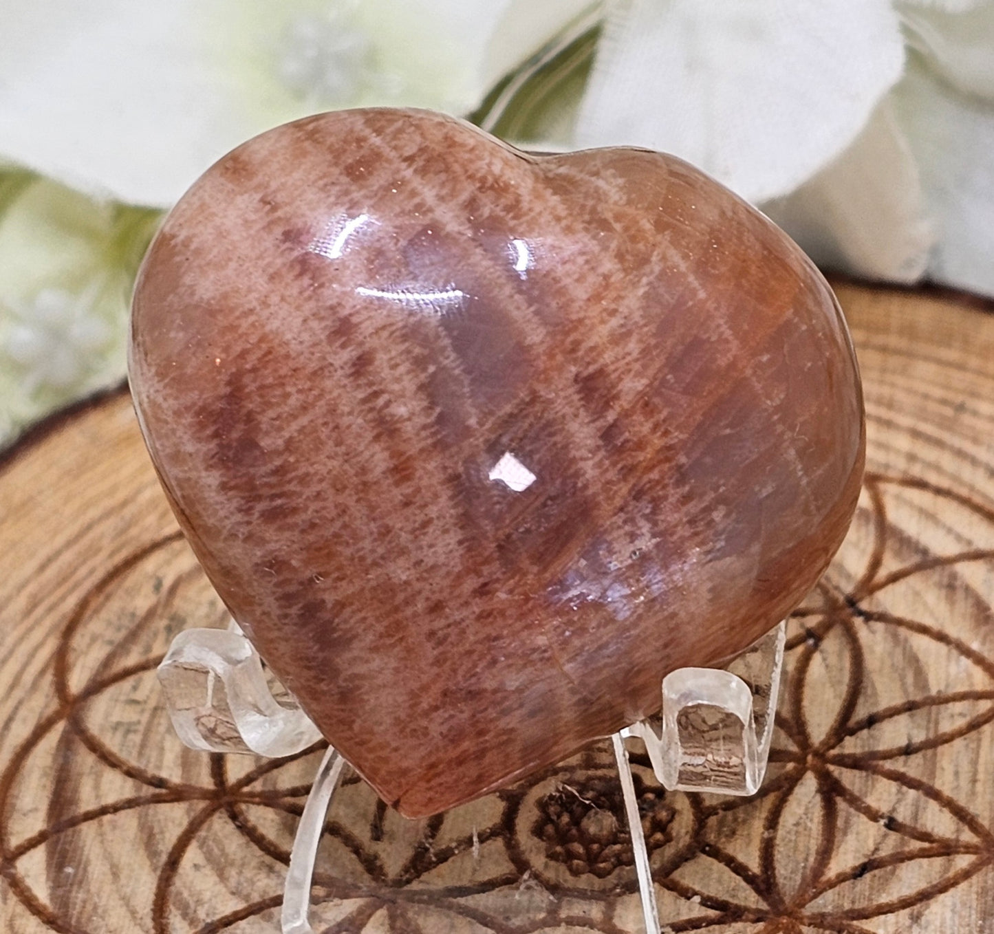 Peach Moonstone Heart