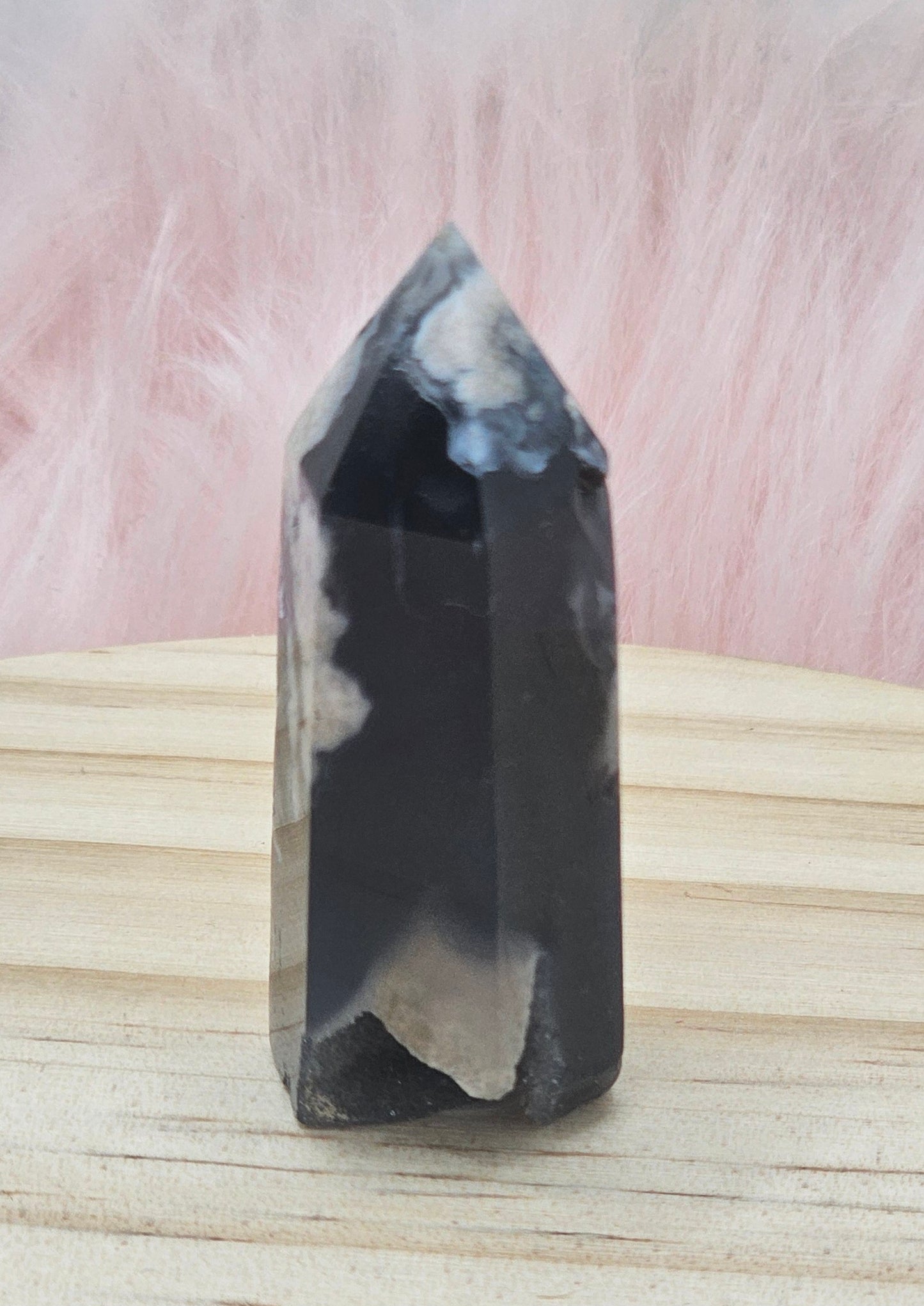 Black Flower Agate Tower