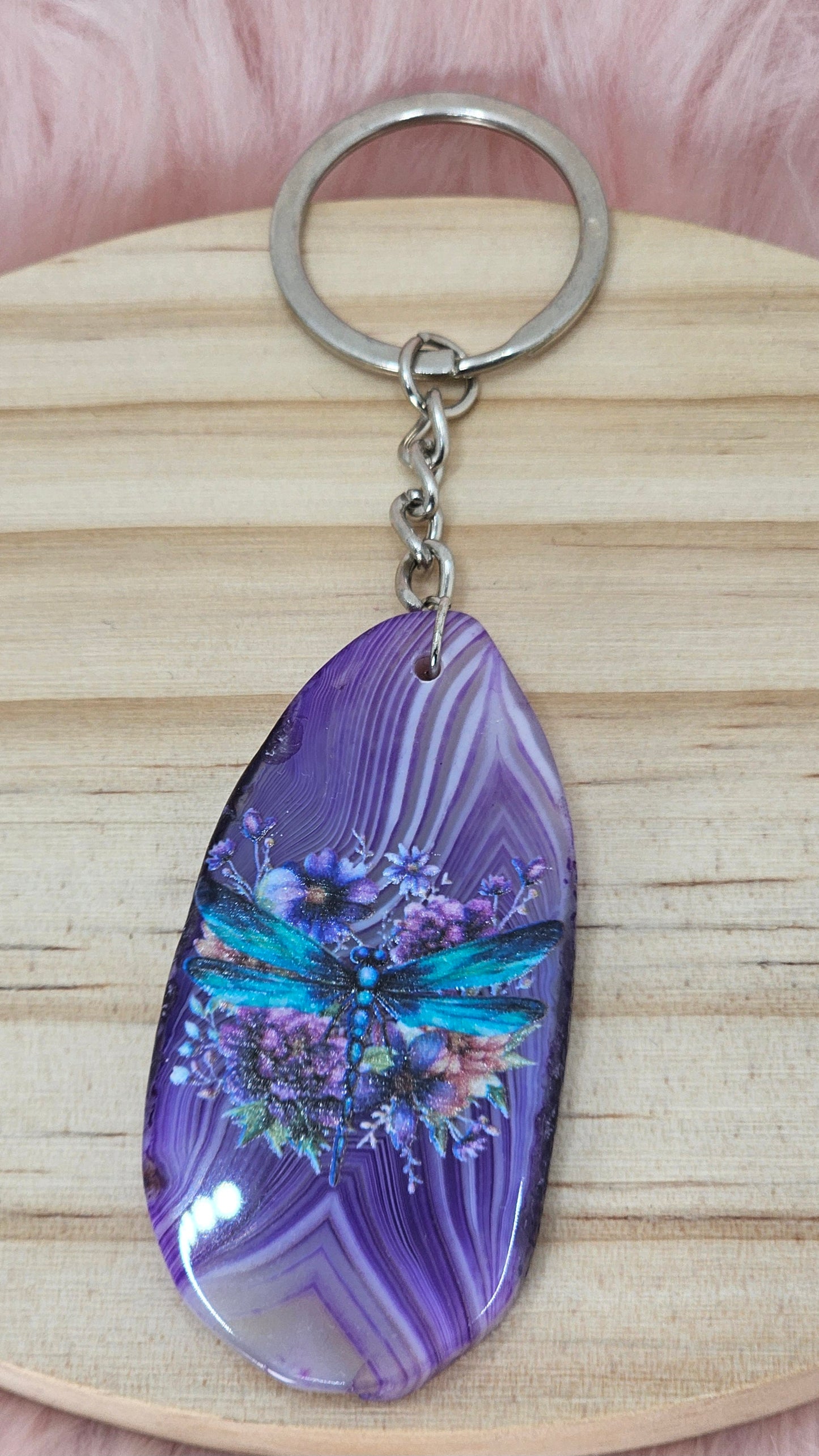 Printed Agate Keyring