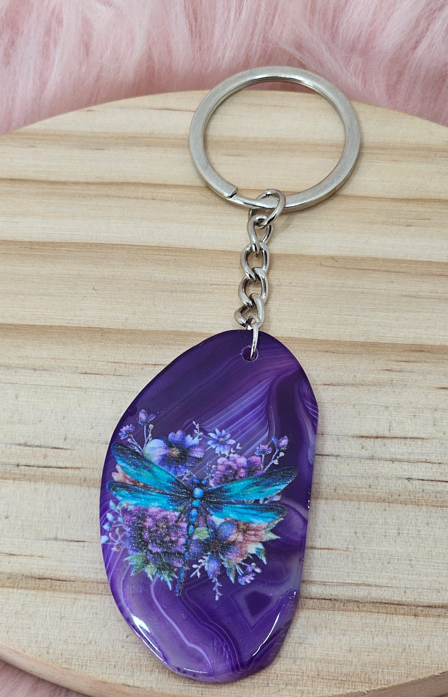 Printed Agate Keyring