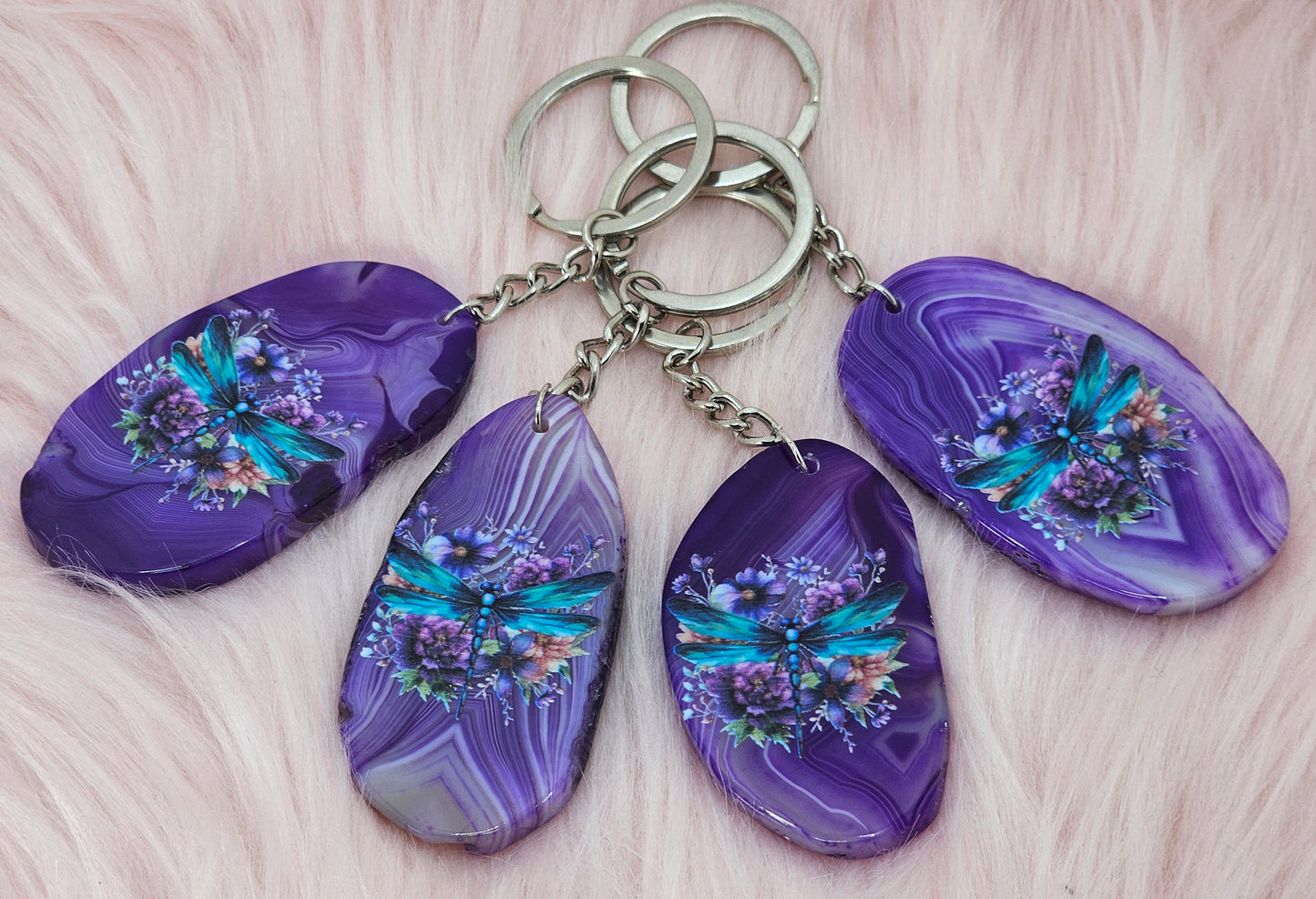 Printed Agate Keyring