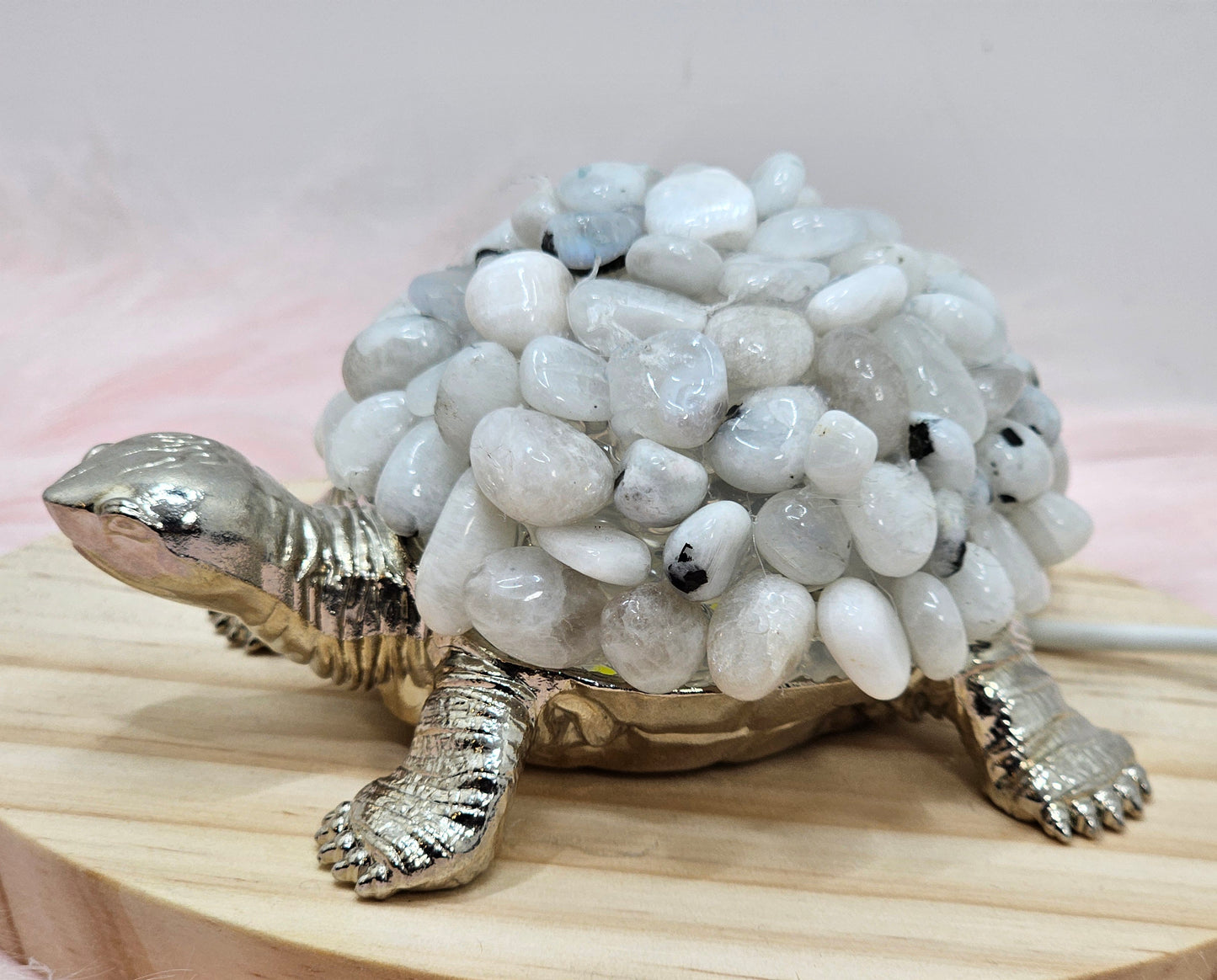 Rainbow Moonstone Turtle Lamp