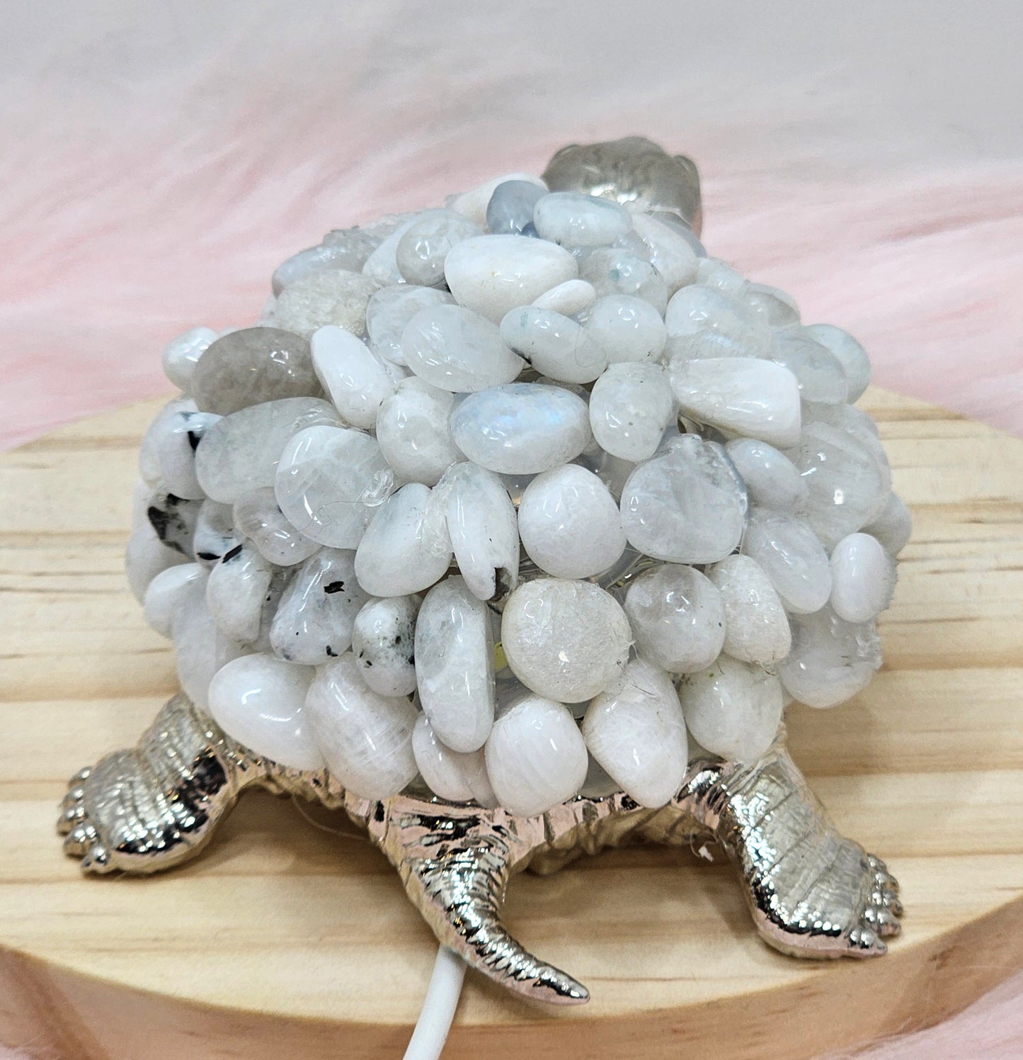 Rainbow Moonstone Turtle Lamp