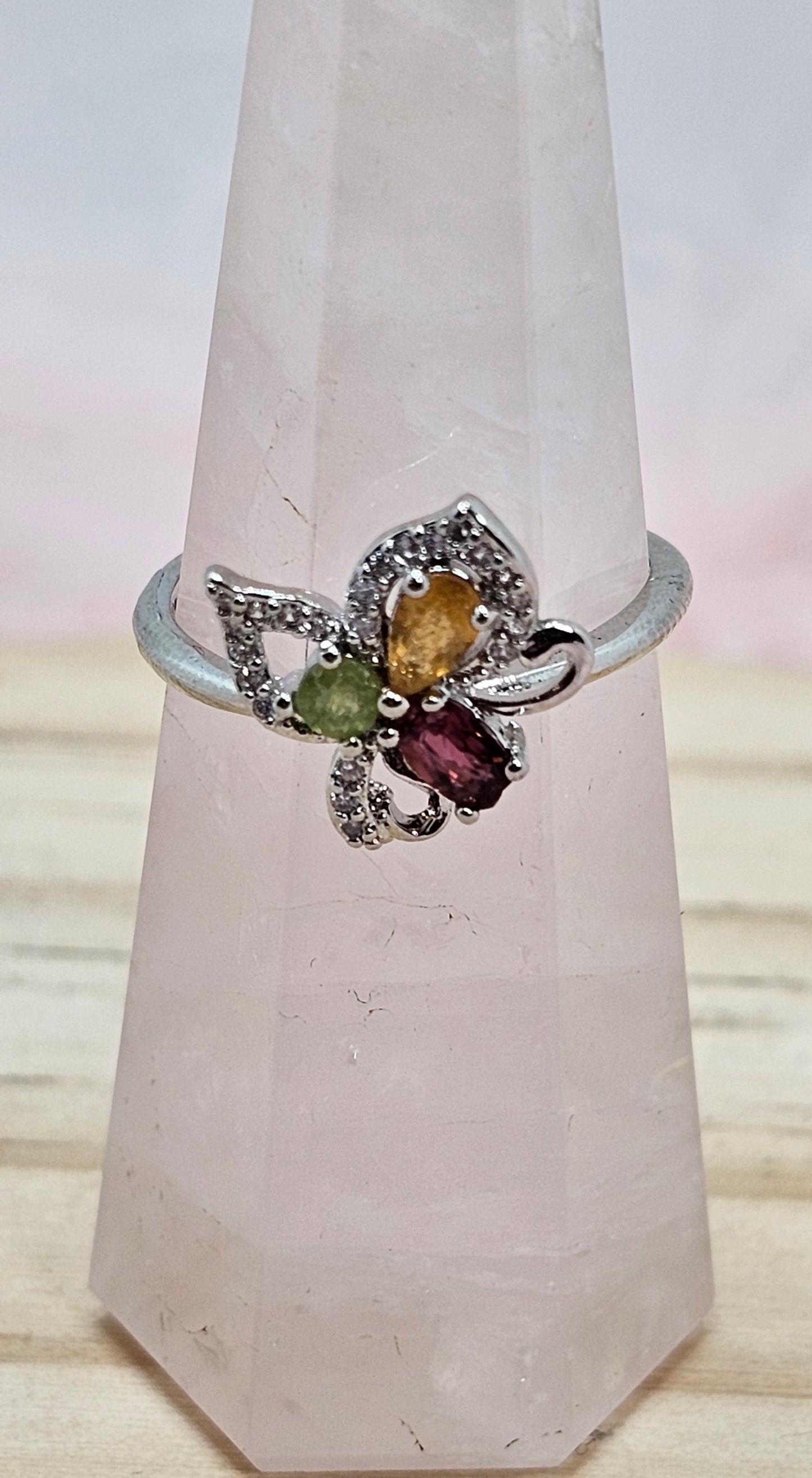 Tourmaline Butterfly Adjustable Ring