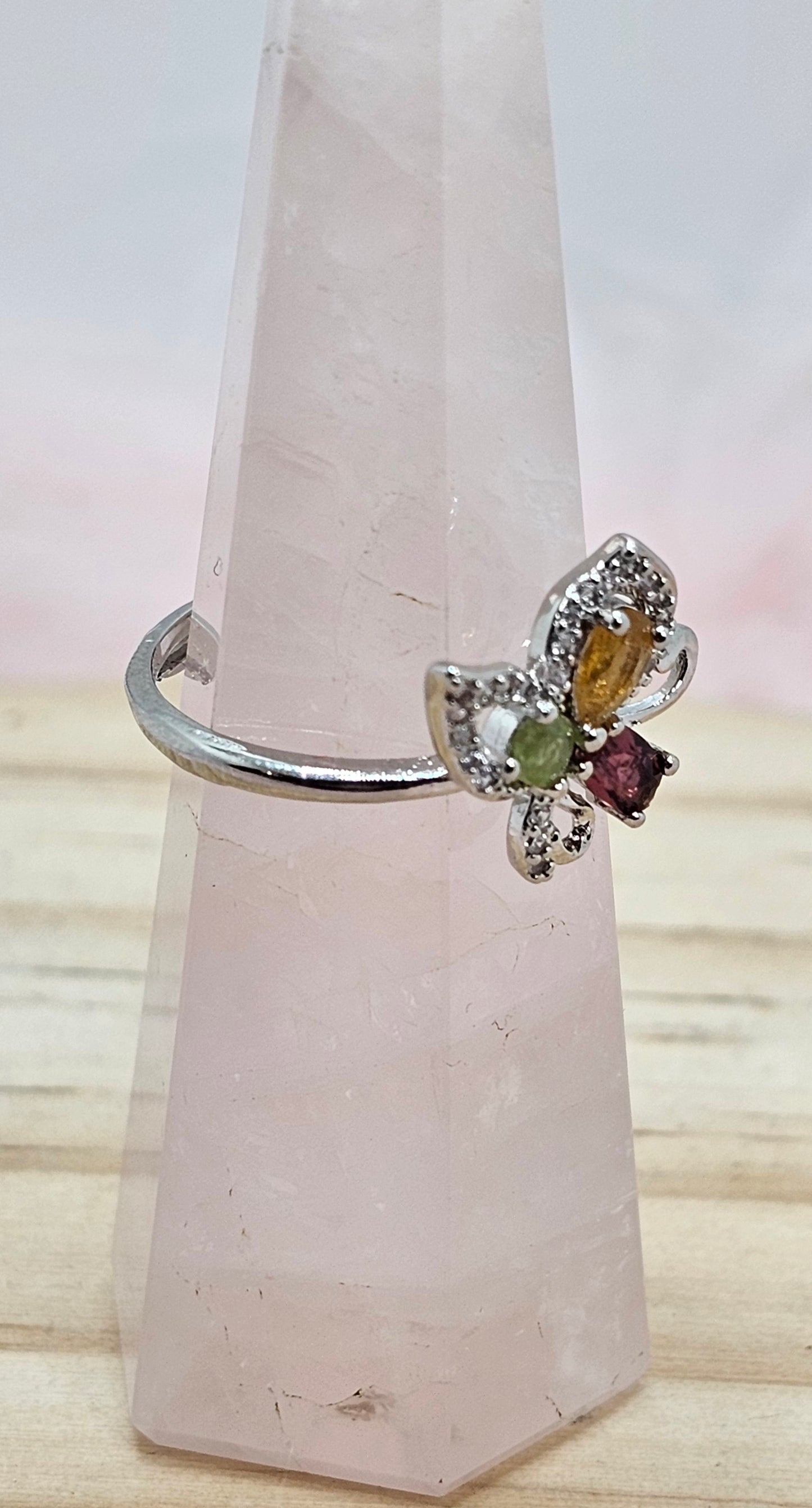 Tourmaline Butterfly Adjustable Ring