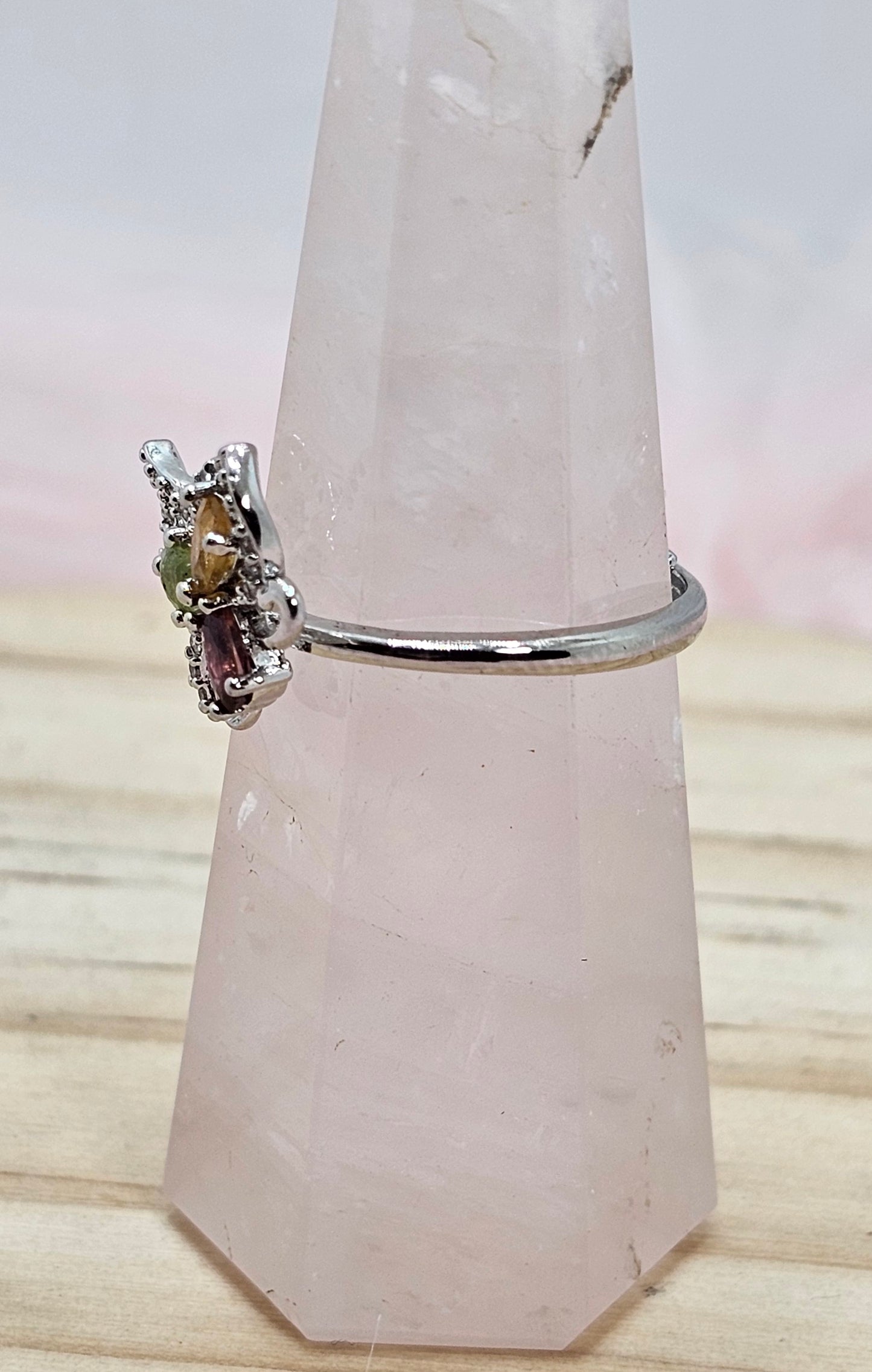 Tourmaline Butterfly Adjustable Ring