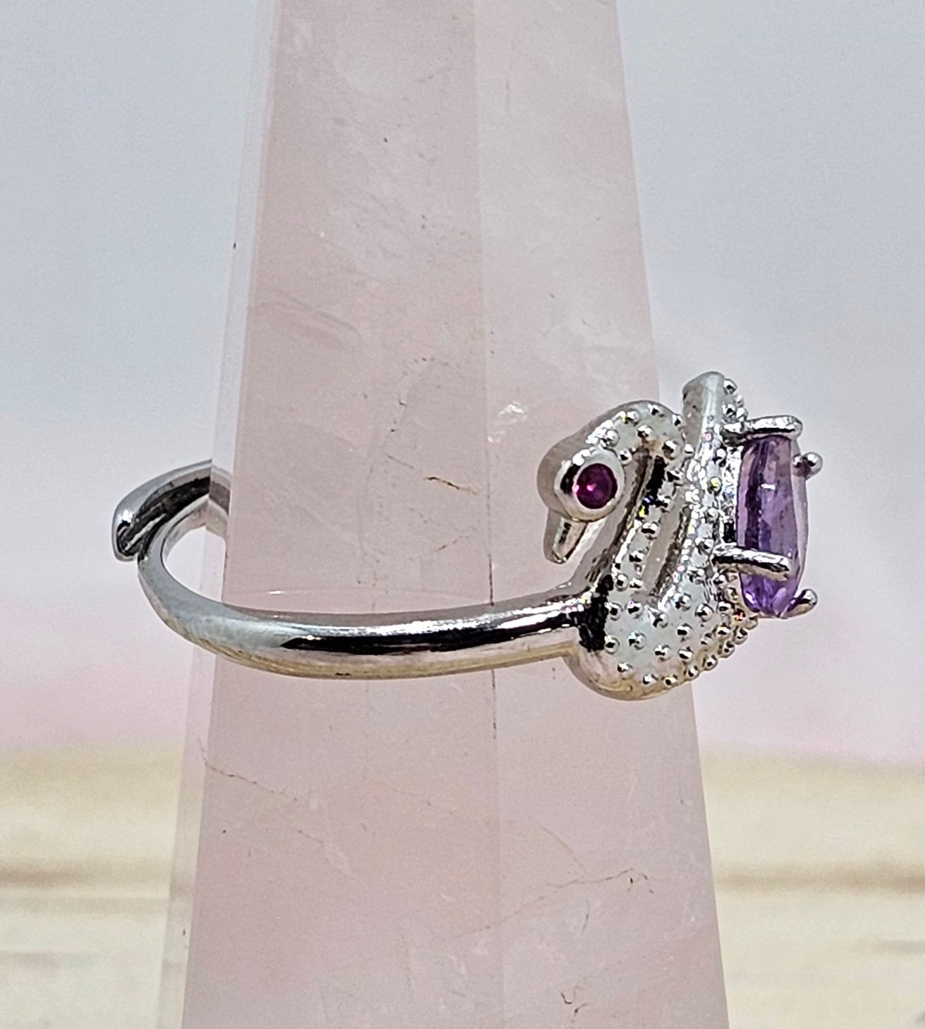 Amethyst Swan Ring