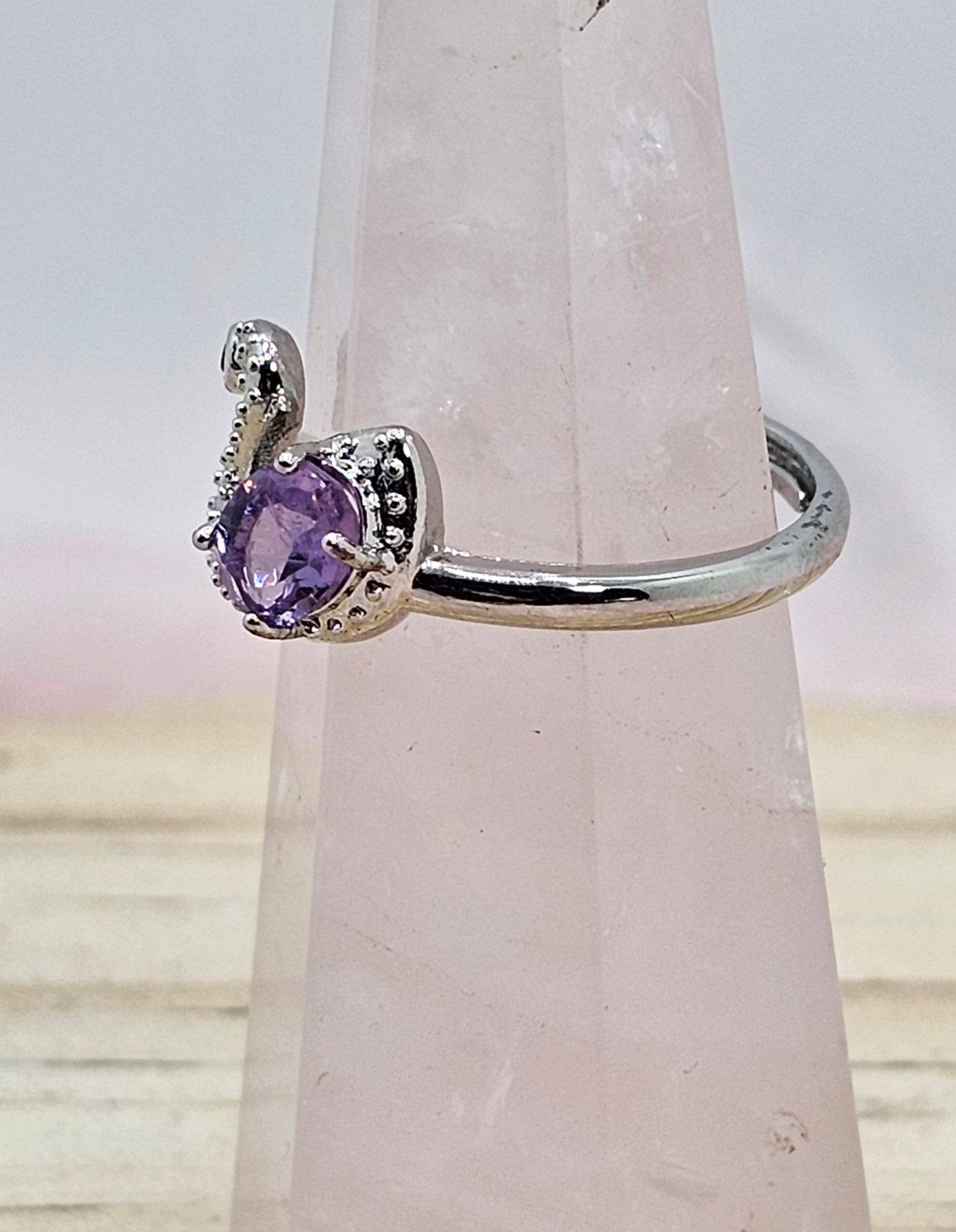 Amethyst Swan Ring