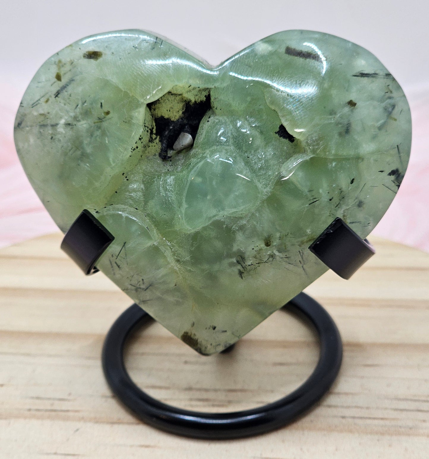 Prehnite Heart With Stand