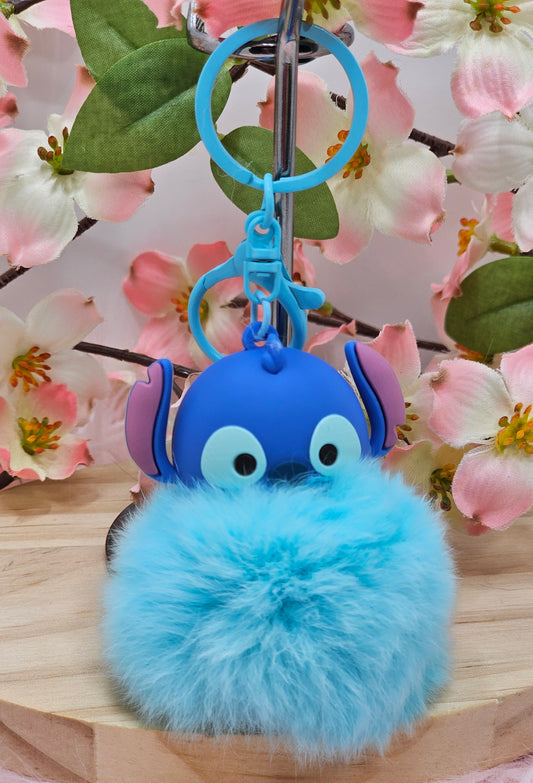 Stitch Pom Pom Keyring