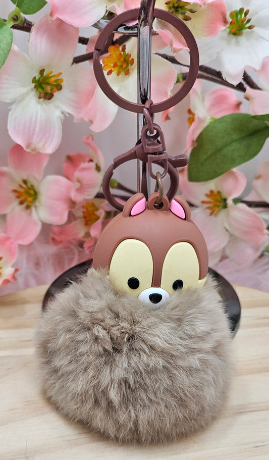 Chip n Dale Pom Pom Keyring