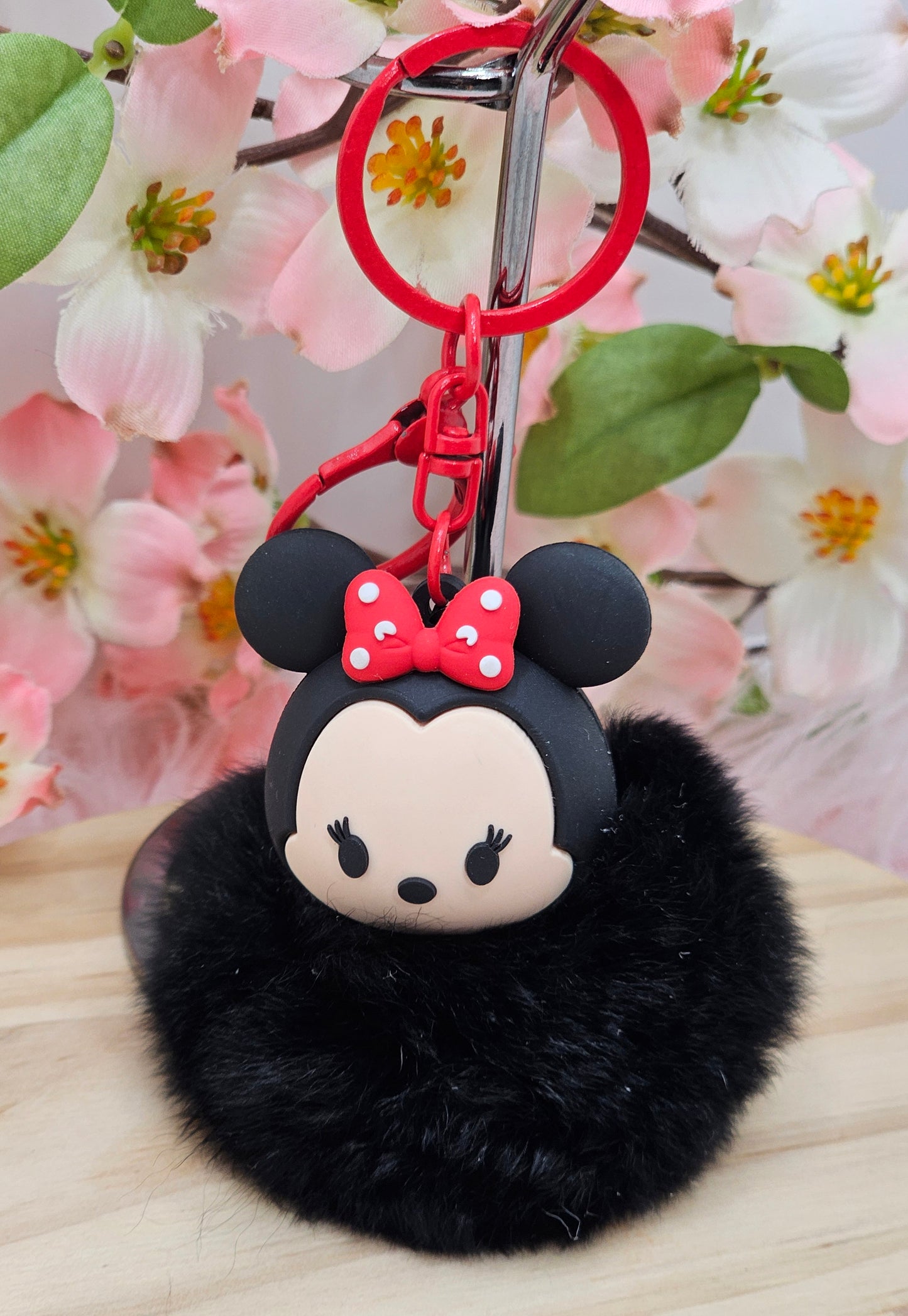 Minnie Mouse Pom Pom Keyring