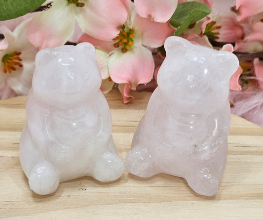 Rose Quartz Bear Carving