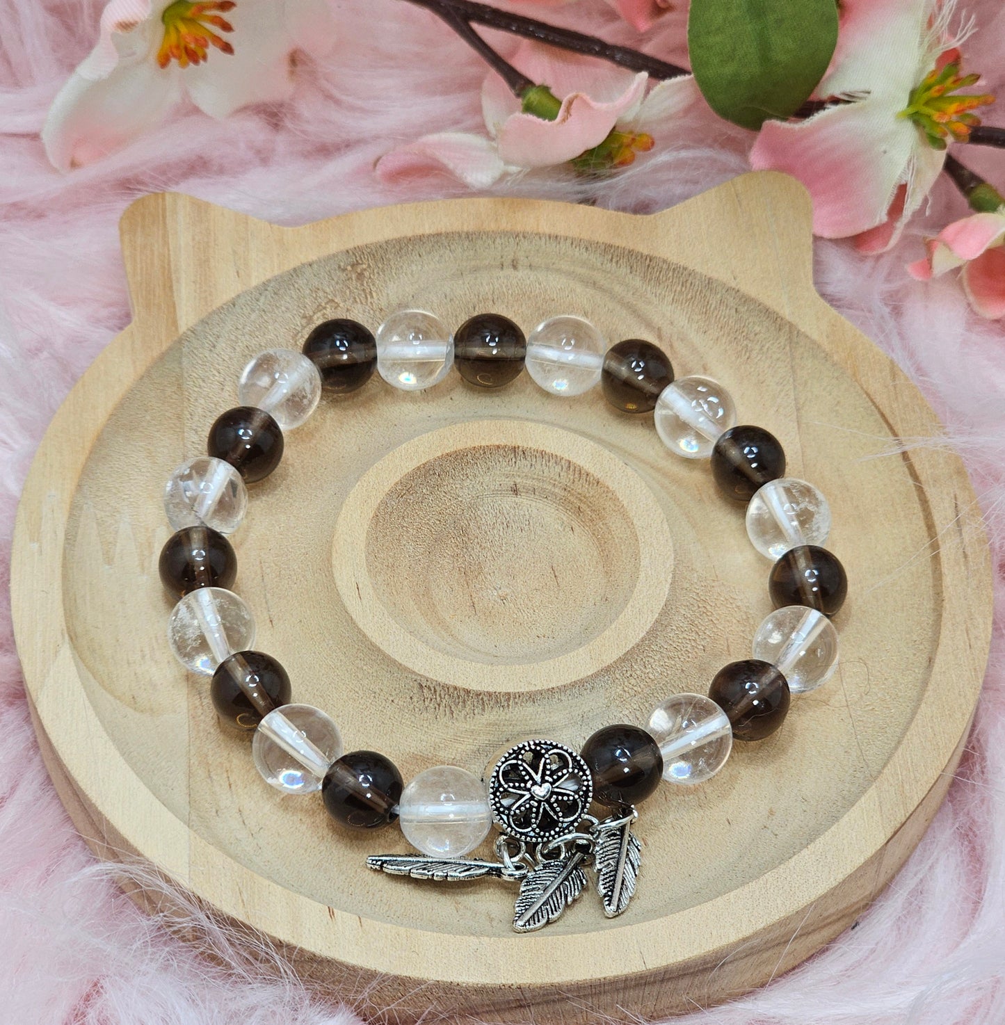 Clear & Smoky Quartz Dream Catcher Bracelet