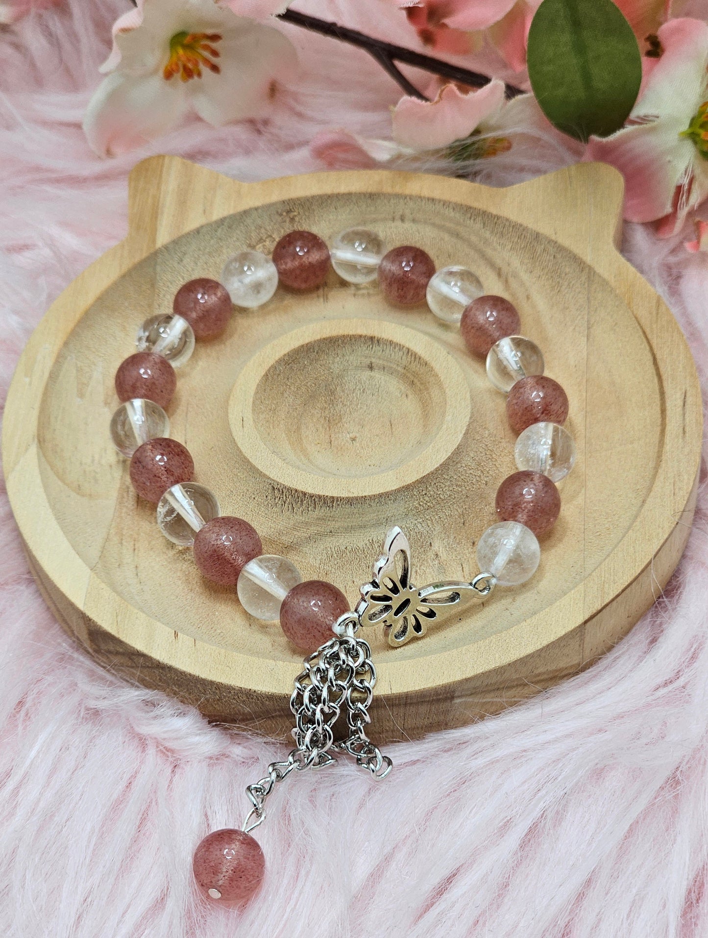 Strawberry & Clear Quartz Bracelet