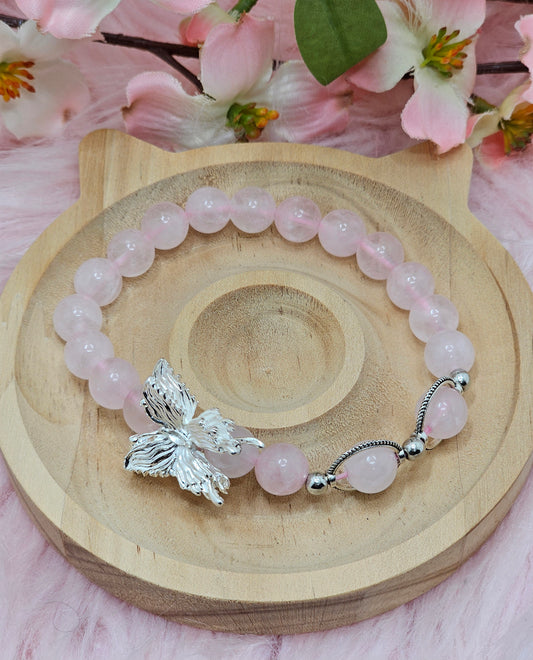 Strawberry Quartz Butterfly Bracelet