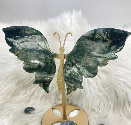 Moss Agate Butterfly Wings